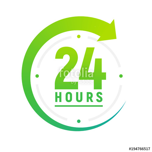 500x500 Hours A Day Icon Green Clock Icon Around Work Service Time