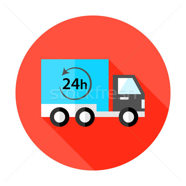 600x600 Truck Hour Shipping Flat Circle Icon Vector Illustration