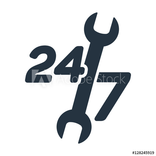 500x500 Car Service, Hours, Call Center, Isolated Icon On White Backg