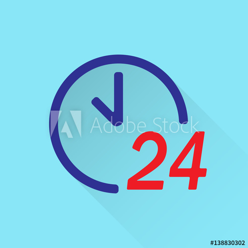 500x500 Hour Clock Icon Hours A Day Or Round The Clock Symbol