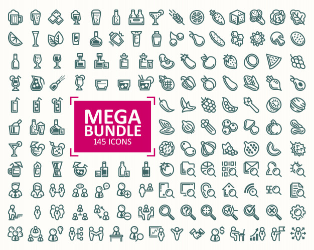 626x500 Big Bundle, Set Of Vector Illustrations Fine Line Icons