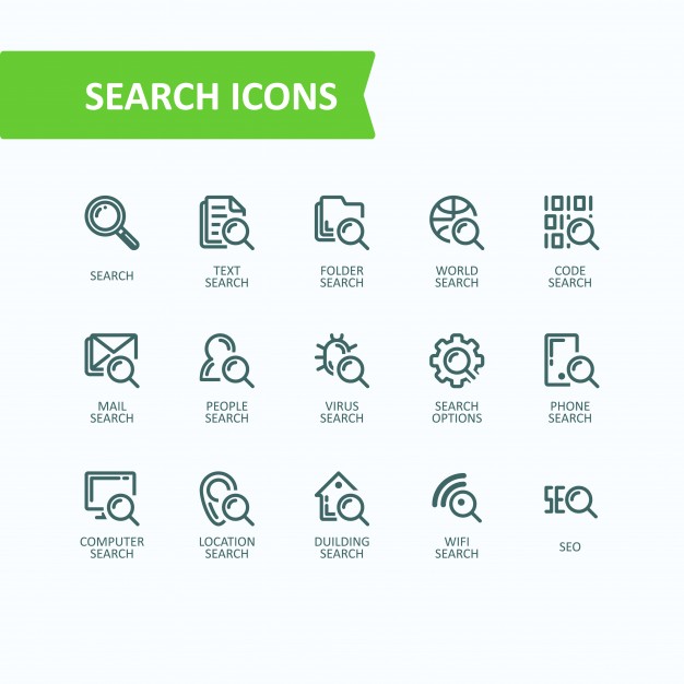 626x626 Set Of Vector Illustrations Fine Line Icons Of Analysis, Search