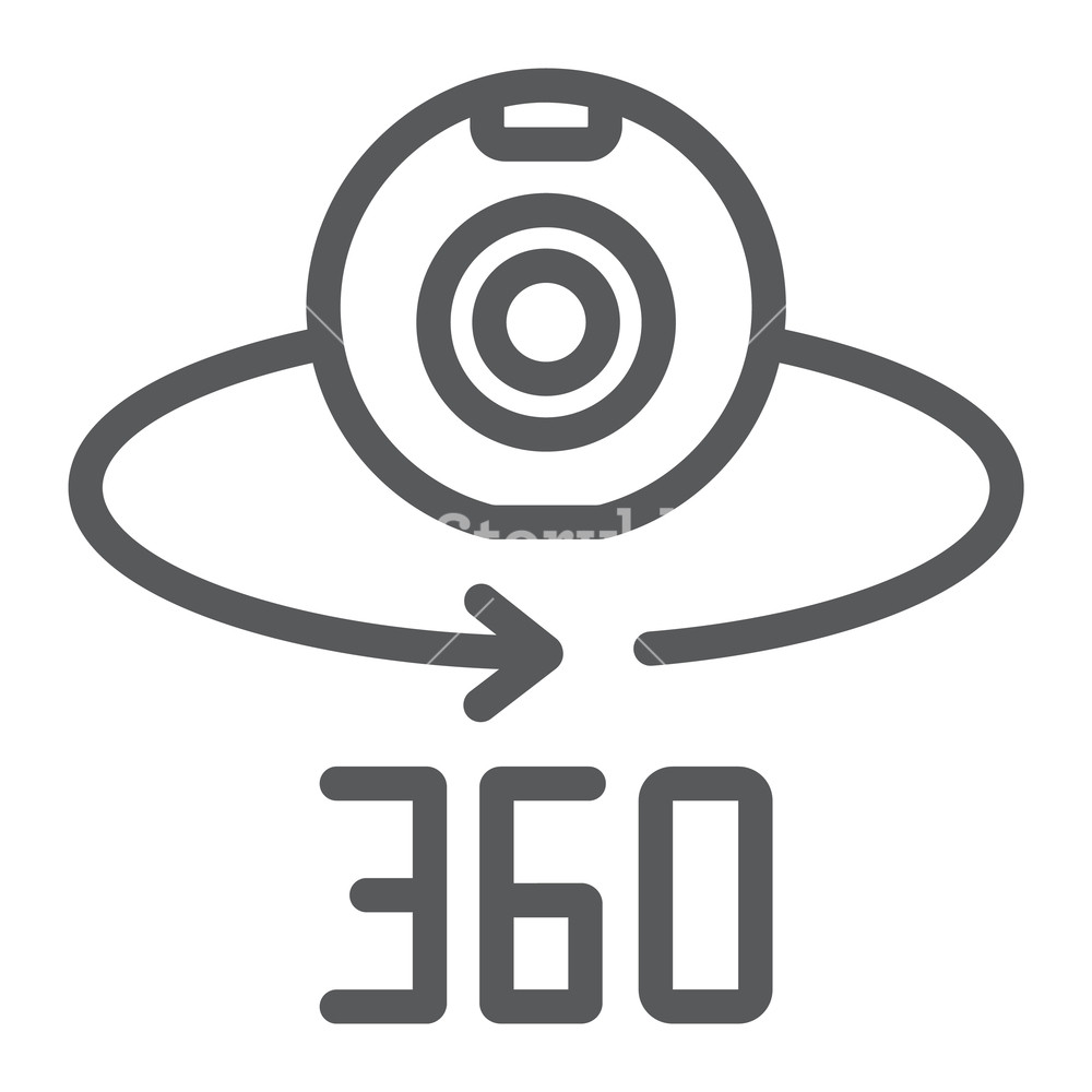 1000x1000 Camera Line Icon, Device And Rotation, Panoramic Camera Sign