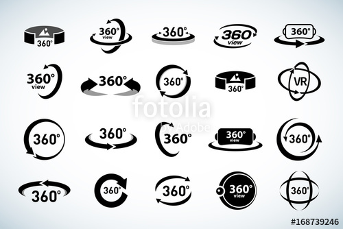 500x334 Degrees View Vector Icons Set Virtual Reality Icons Isolated