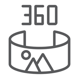 300x300 Panorama View Line Icon, Panoramic And Rotation, Degree Sign