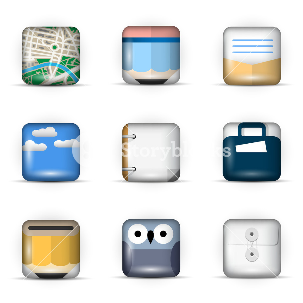 1000x1000 Vector Set Of App Icons Royalty Free Stock Image