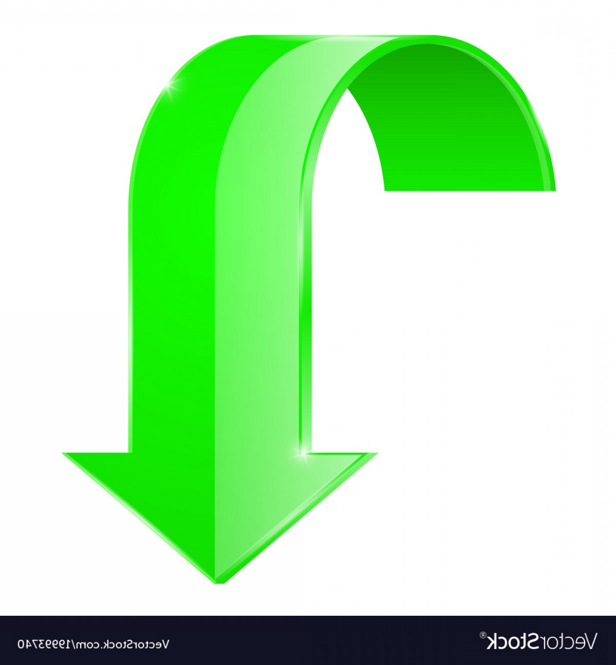 1200x1296 Green Curved Down Arrow D Icon Vector Soidergi