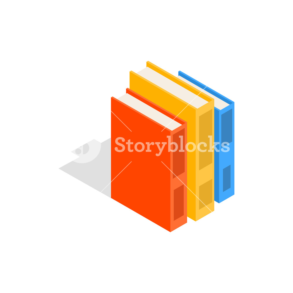 1000x1000 Vertical Stack Of Colorful Books Icon In Isometric Style