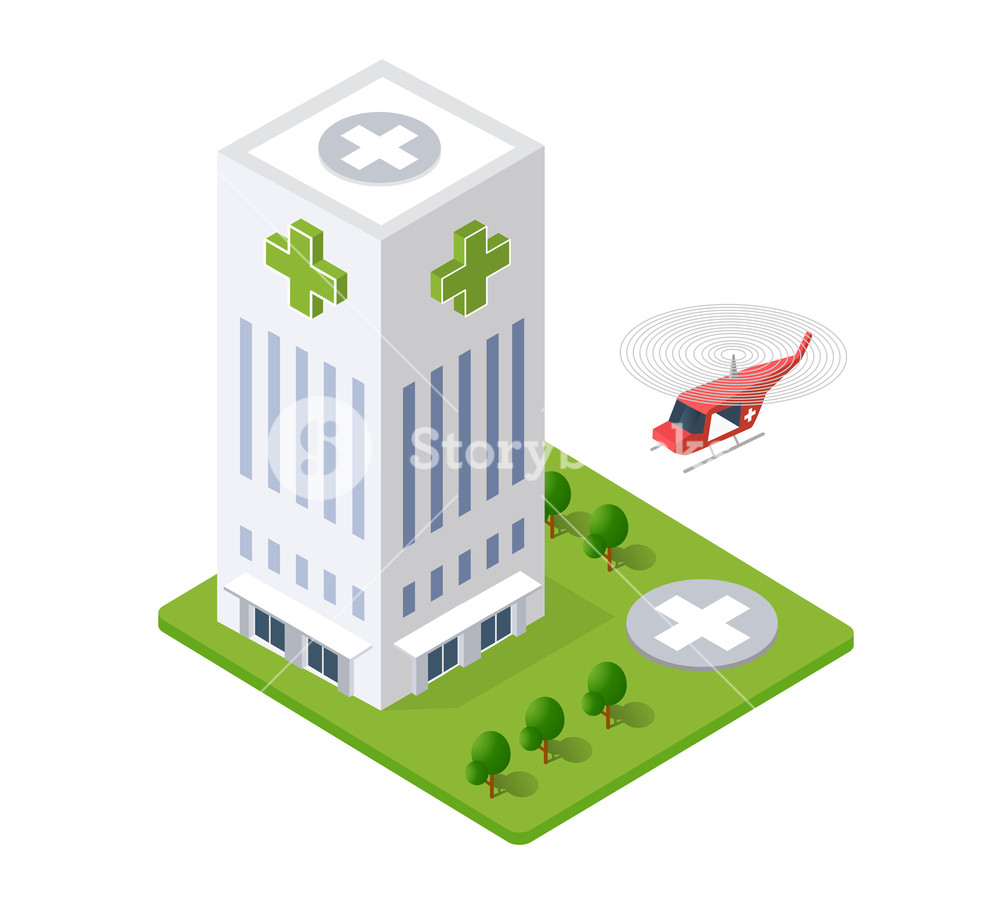 1000x907 Hospital Isometric Building Health Urban Of Architecture