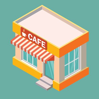 416x416 Isometric Vector Cafe Building Icon Premium Clipart