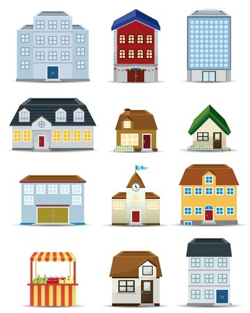 360x450 Building Icon Set Royalty Free Vector Graphics
