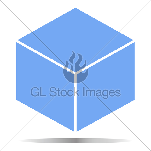 500x500 Cube Logo Design Icon, Vector Illustration Flat Desig Gl