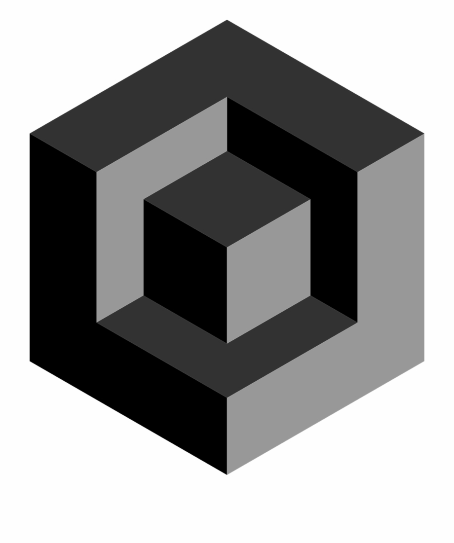 920x1101 Cube Recessed Black Gray Png Image