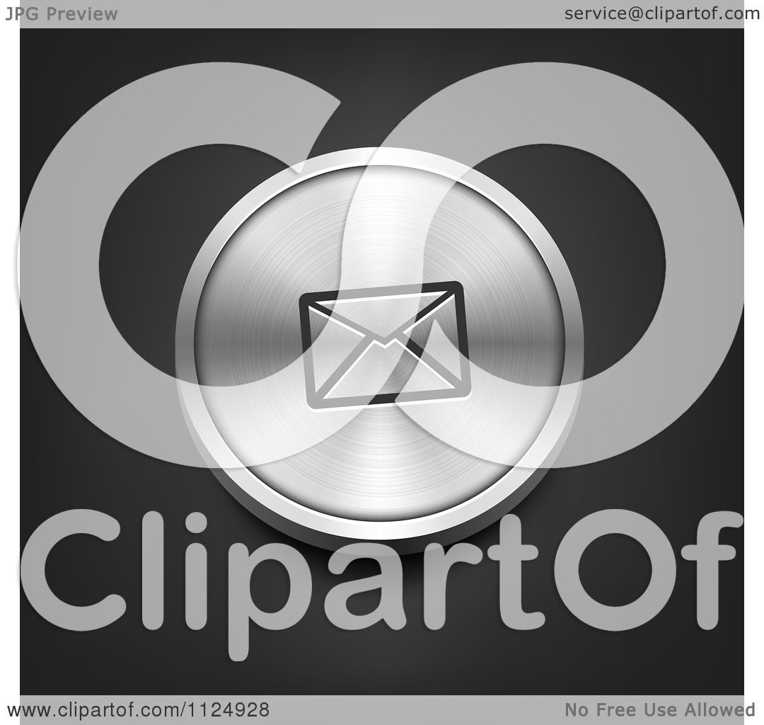 1080x1024 Clipart Of A Brushed Silver Email Icon Button