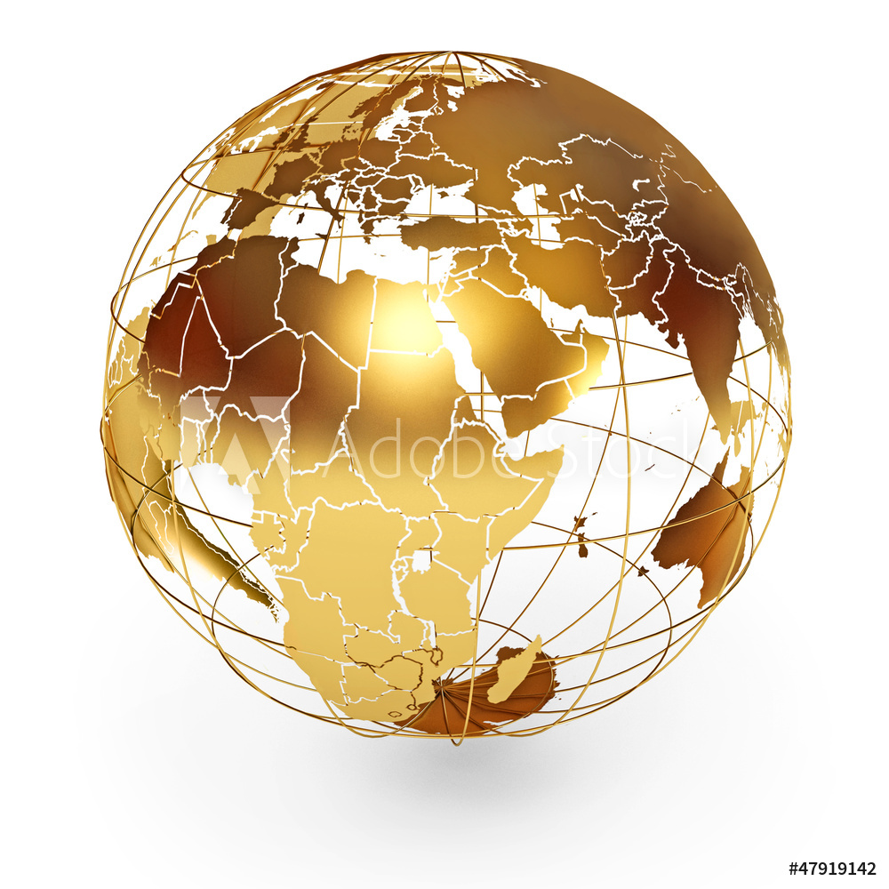 1000x1000 Fotografie, Obraz Golden Globe Icon Isolated On White Background