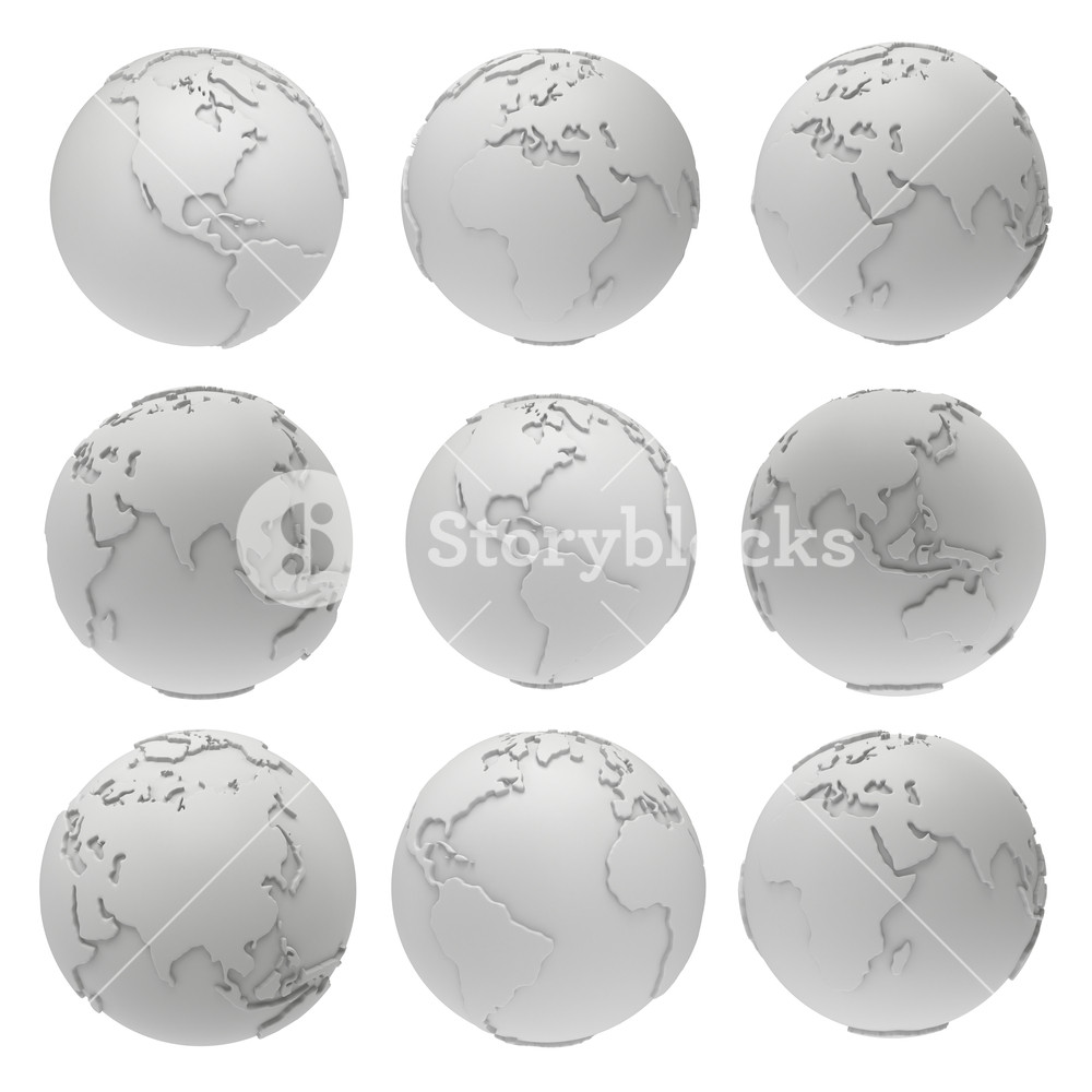 1000x1000 Set Of Blank Earth Planet Globe Icons Mock Up Template For Web