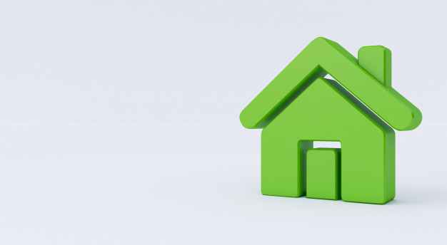 626x344 Rendering Of A Green Home Icon On A White Isolated Background