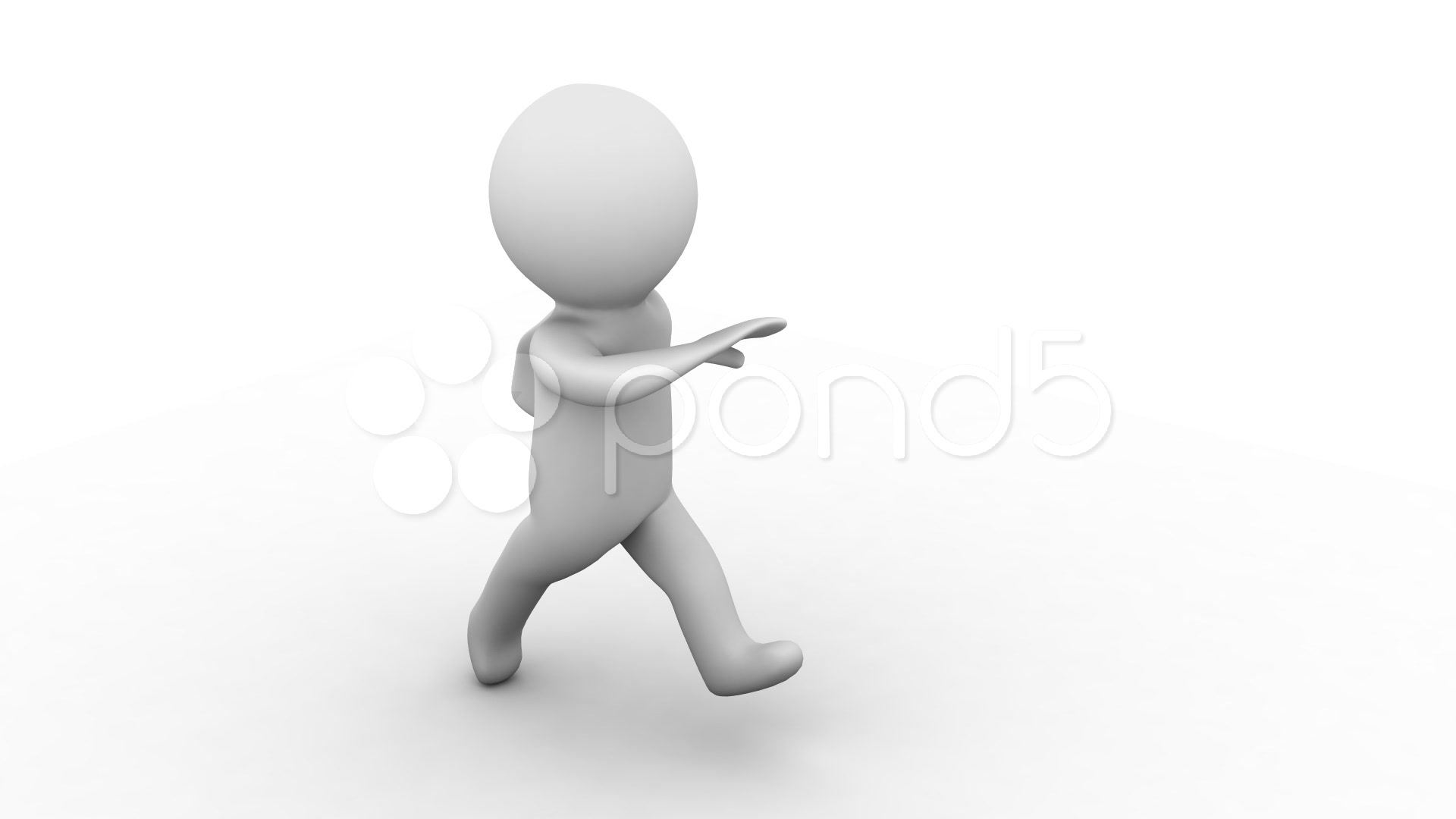 1920x1080 White Cartoon Human Running Loop Hi Res Video