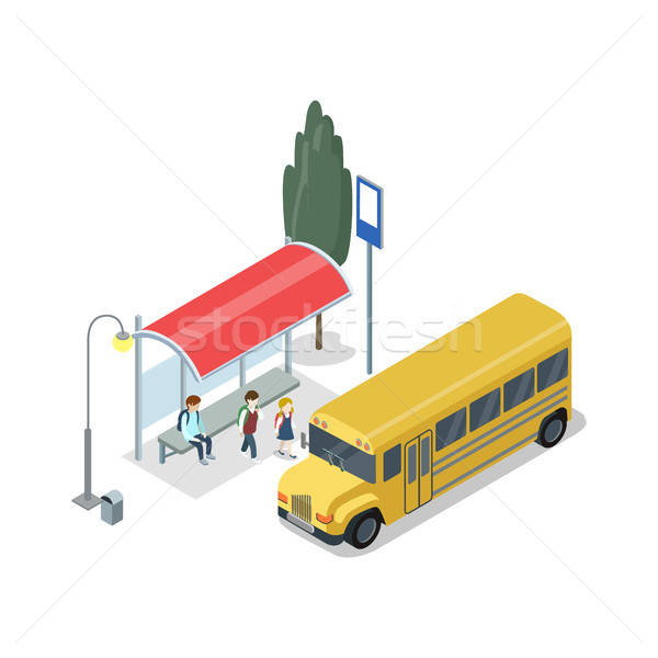 School Bus Stop Isometric Icon Vector Illustration Sergei 600x600 School Bus Stop Isometric Icon Vector Illustration Sergei