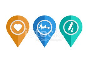 283x200 Vector Health Icon Of Round Map Pointers Stock Vectors