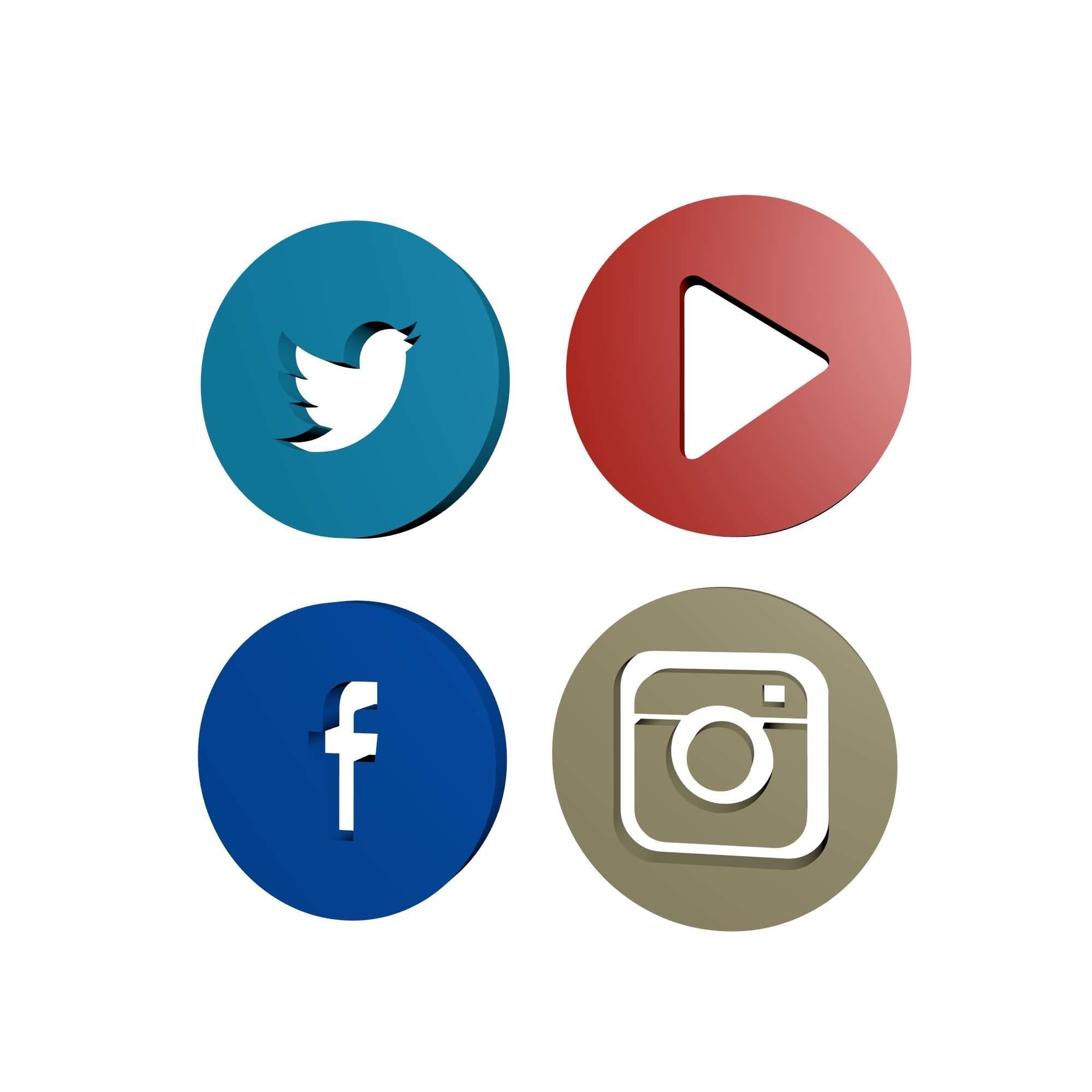 2000x2000 Social Media Icons Models Cgtrader