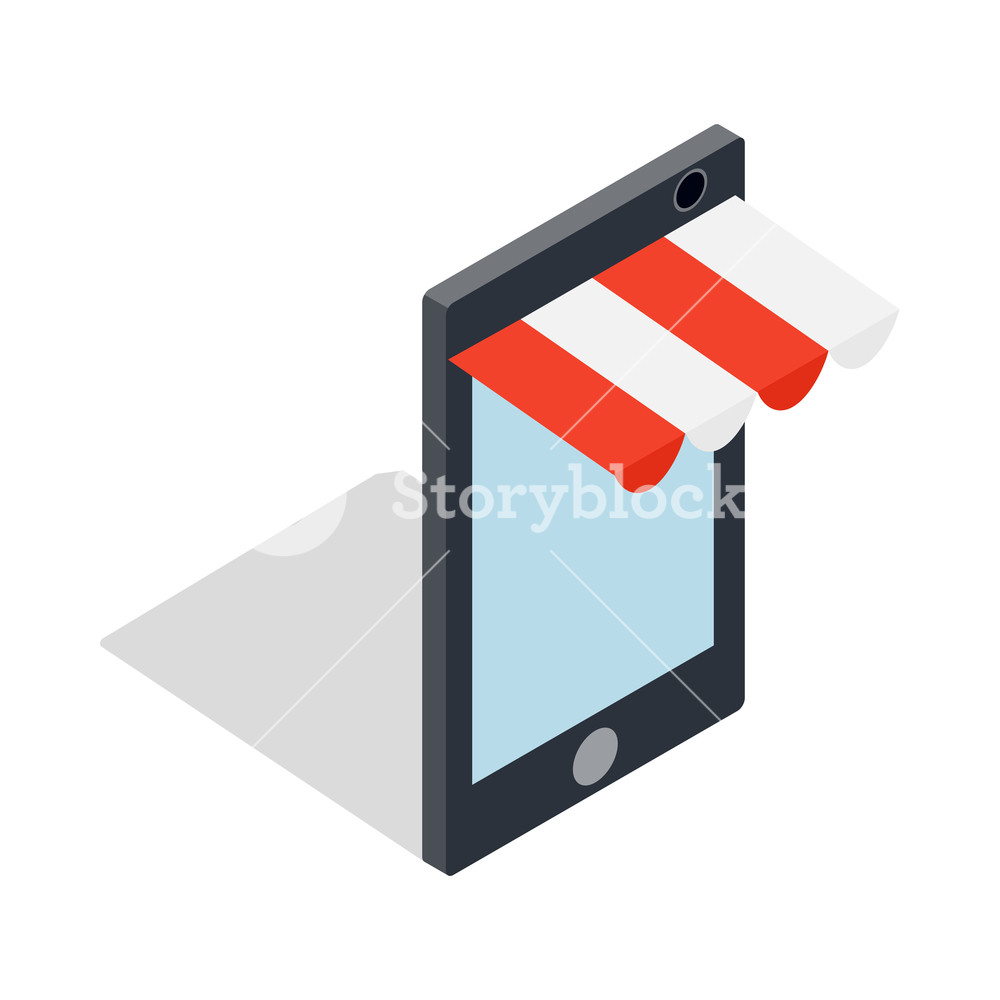 1000x1000 Online Shopping From Phone Icon In Isometric Style Isolated