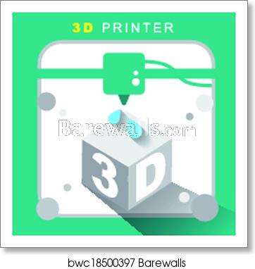 362x382 Printer Icon With Flat Design, Art Print Barewalls Posters