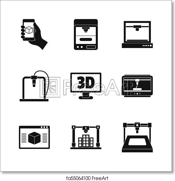 561x581 Free Art Print Of Printer Icon Set, Simple Style Printer
