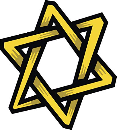 408x450 Retro Yellow Jewish Hexagram Star Icon Vinyl Decal