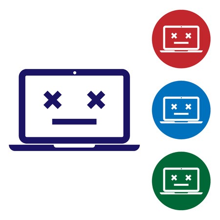 450x450 Blue Dead Laptop Icon Isolated On White Background Error Like