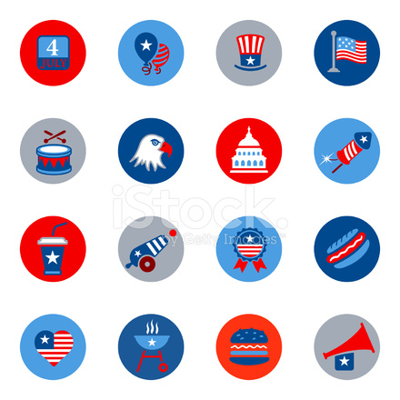 440x440 Colorful Fourth Of July Icon Set Stock Vector