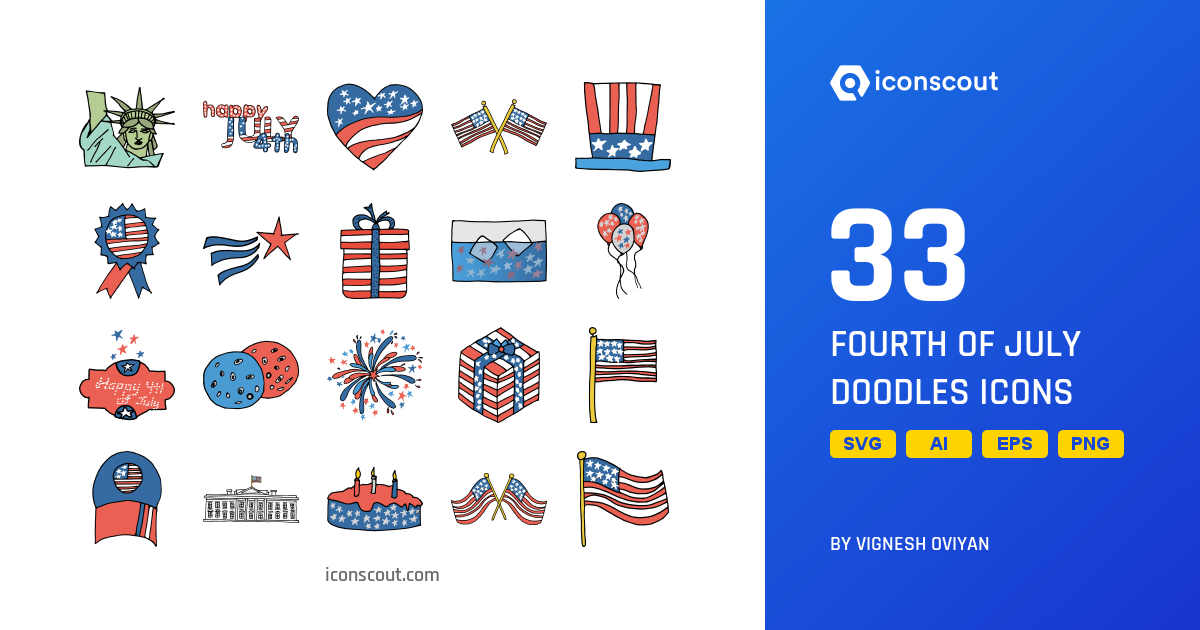 1200x630 Download Fourth Of July Doodles Icon Pack