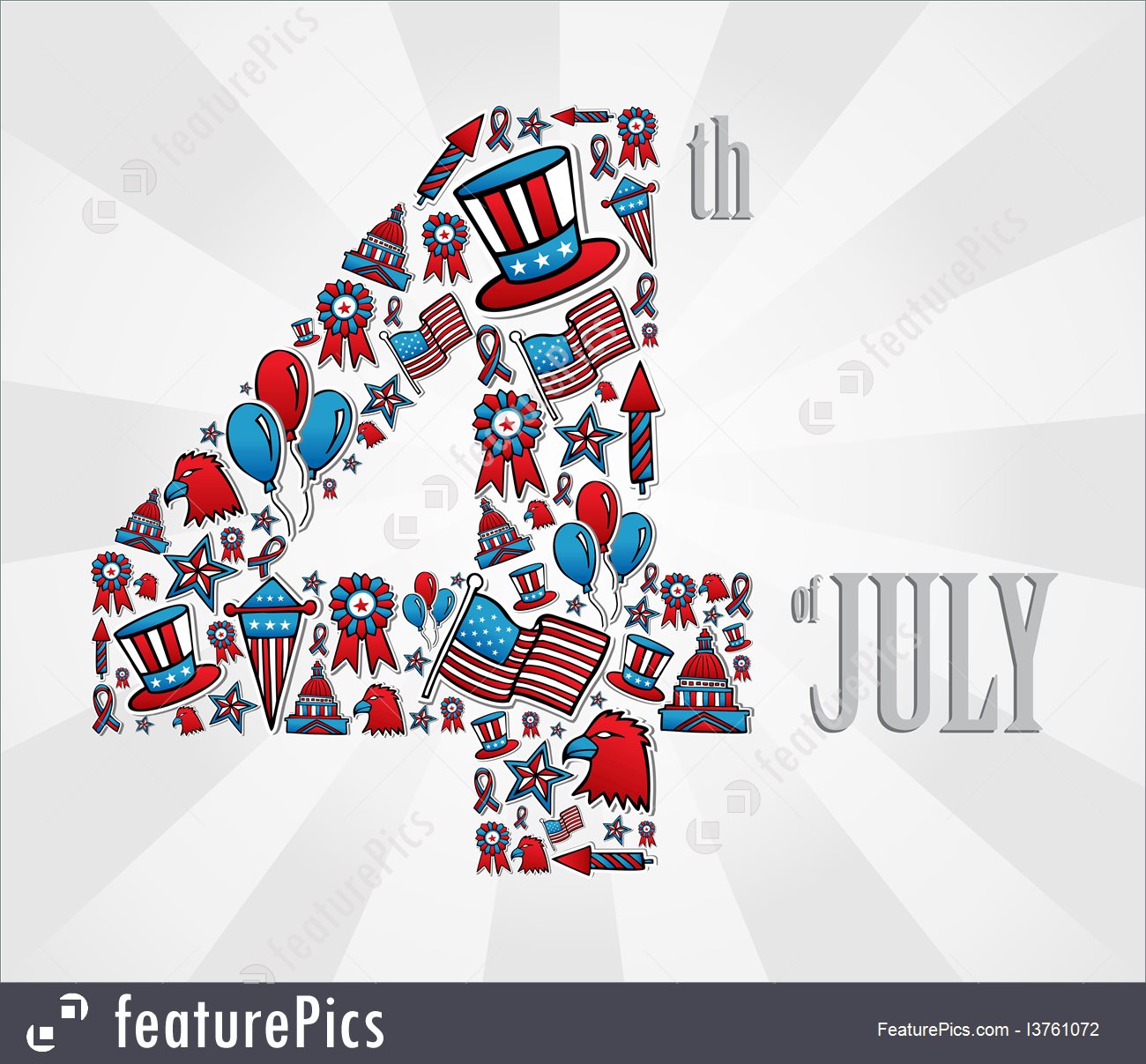 1300x1207 July Independence Day Icons Illustration