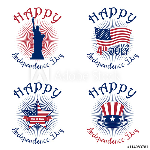 500x500 Set Icons For Independence Day Of July Happy Independence