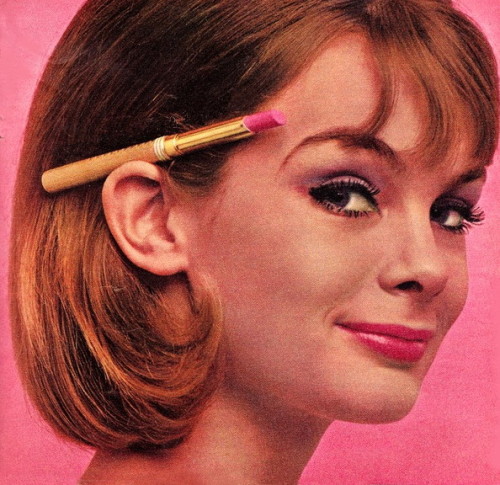 500x485 Fashion Style Vintage Pink Lipstick Jean Shrimpton Supermodel