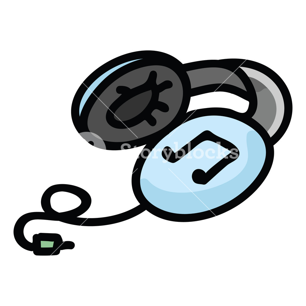 1000x1000 Cute Headphones Vector Illustration Hand Drawn Cartoon Cable Wire