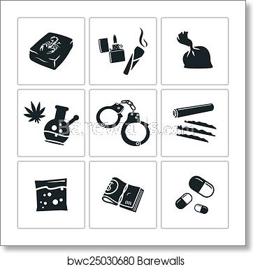 362x382 Drugs Abuse Icons Set, Art Print Barewalls Posters Prints