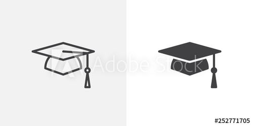 500x250 Graduation Cap Icon Line And Glyph Version, Student Hat Outline