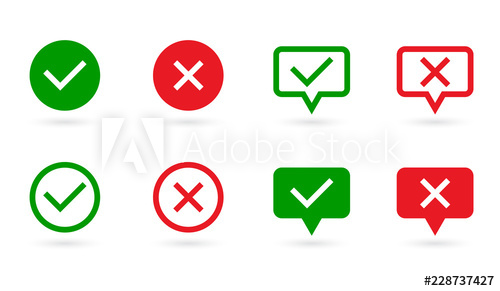 500x291 Check Marks Set Green Tick And Red Cross In Speech Bubble