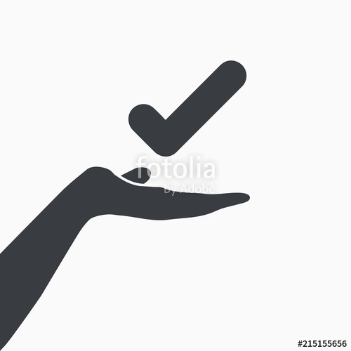 500x500 Hands Holds Tick Sign Satisfaction, Acceptance Icon Stock Image