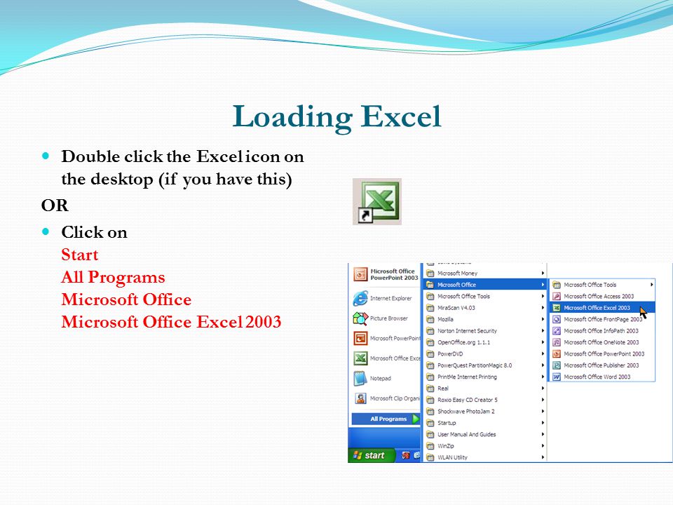 960x720 Loading Excel Double Click The Excel Icon On The Desktop