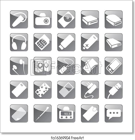 561x581 Free Art Print Of Phone And Computer Accessories Icon Set Smart