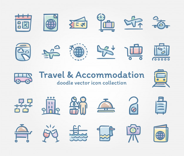 626x531 Travel Accommodation Doodle Vector Icon Collection Vector