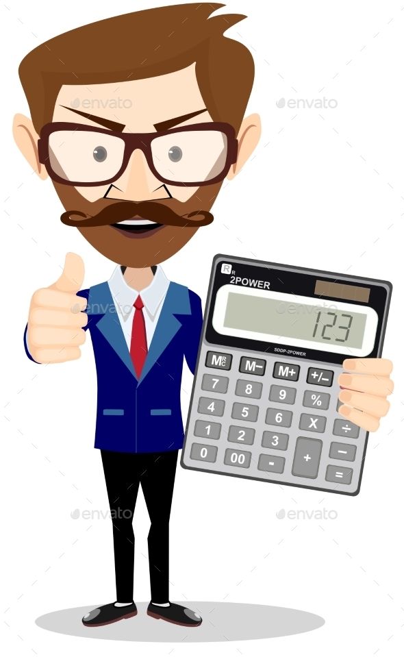 590x959 Male Accountant With A Calculator, Vector Illustration Vector