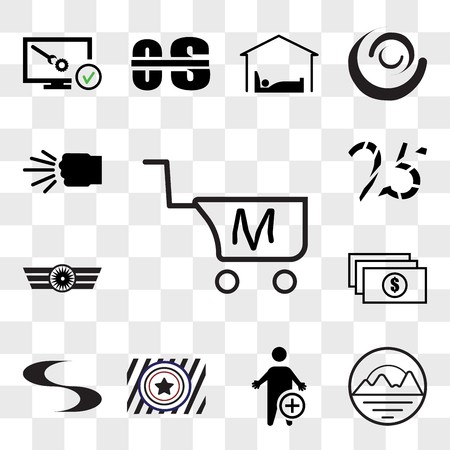 450x450 Set Of Transparent Icons Such As Shop Cart M Letter, Pinnacle