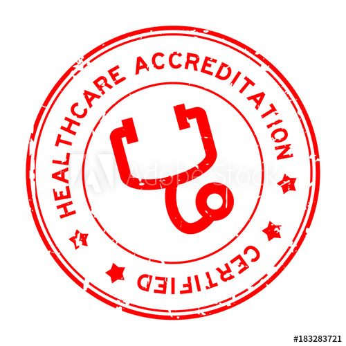 500x500 Grunge Red Healthcare Accreditation With Stethoscope Icon Round