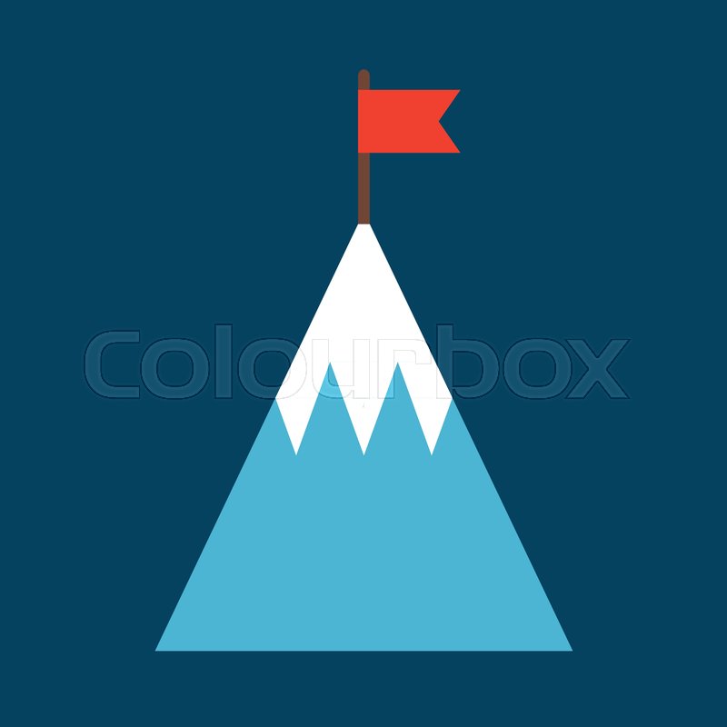 800x800 Top Of Mountain With Flag Flat Icon Stock Vector Colourbox