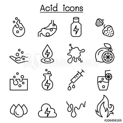 500x500 Acid Icon Set In Thin Line Style