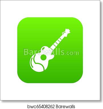 362x382 Acoustic Guitar Icon Green, Art Print Barewalls Posters Prints