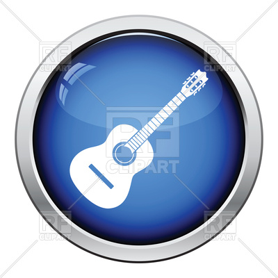 400x400 Glossy Button Design Of Acoustic Guitar Icon Vector Image Of Icons